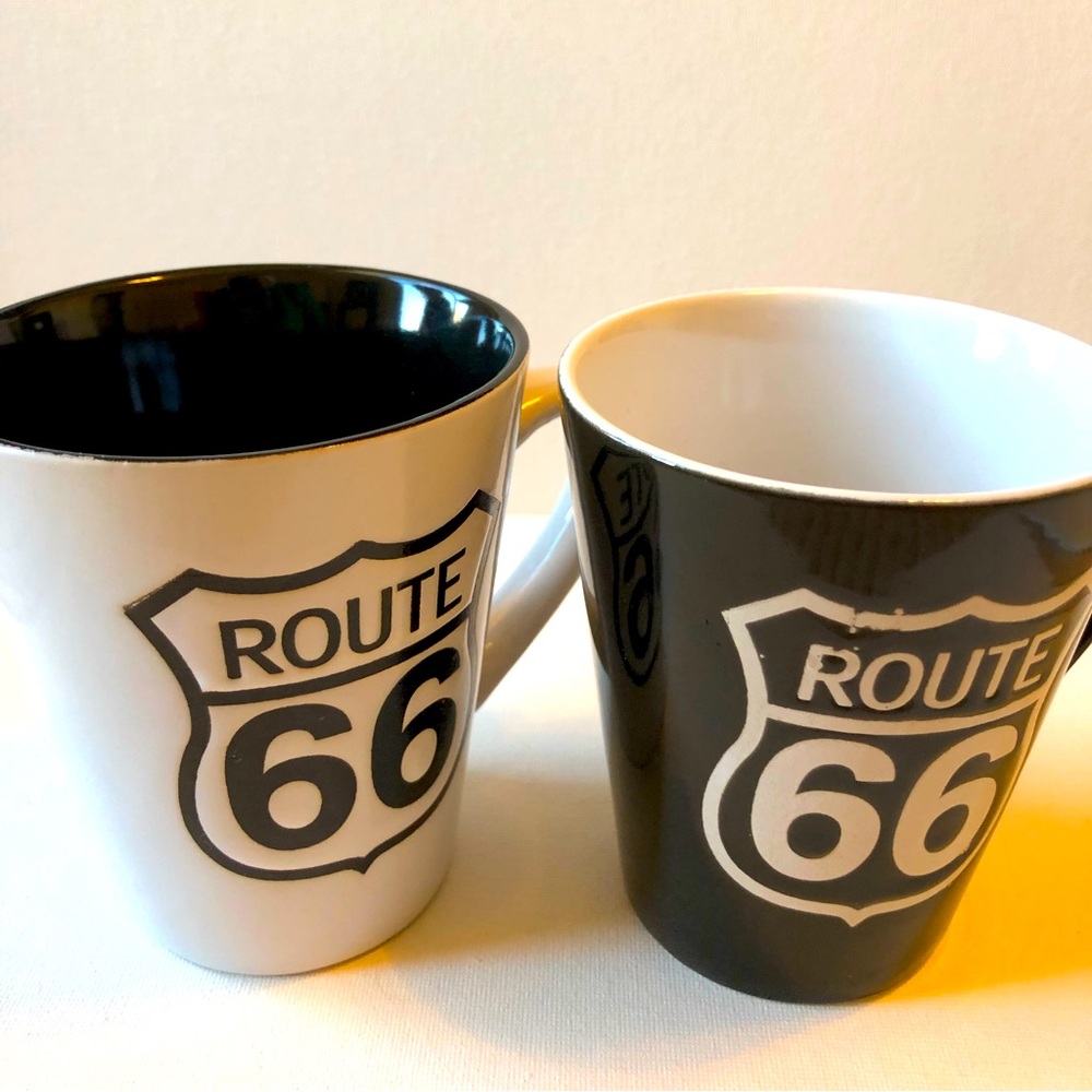 Black + White Route 66 Ceramic Mugs